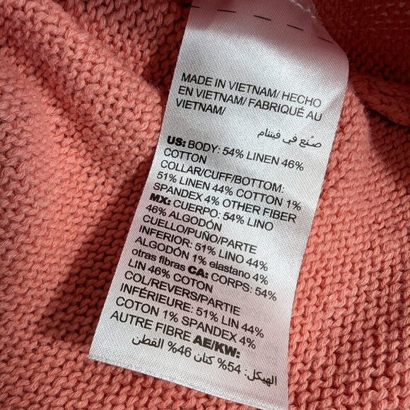 Chico's Pink Linen Cotton Blend Cardigan Natural Fibers Pearly Buttons - Picture 10 of 10